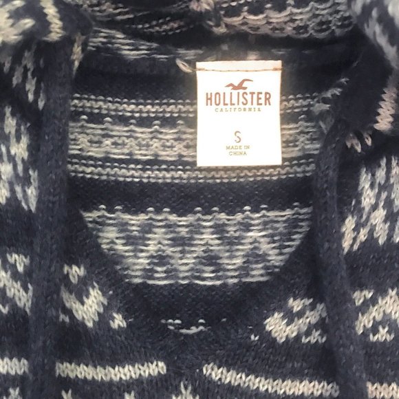 Hollister Navy Gray Fairisle Hoodie - Size S - Picture 3 of 7